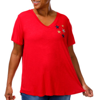 Thumbnail 1: Rio & Rein Plus Short Sleeve Embroidered Stars Tee 