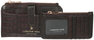 Thumbnail 1: London Fog Croc-Embossed 2-in-1 Wallet w/ Snap Flap Closure 