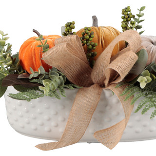 Thumbnail 2: FLORA BUNDA 16" Cream & Orange Pumpkin Arrangement with Berries 