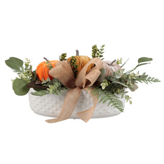 Thumbnail 1: FLORA BUNDA 16" Cream & Orange Pumpkin Arrangement with Berries 