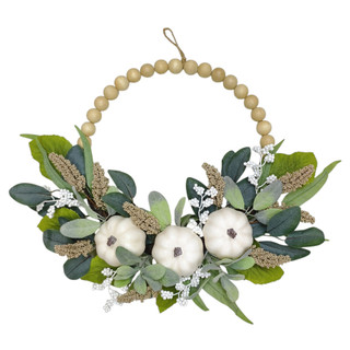 Thumbnail 1: IJK LIMITED-IMPORT 22" Pumpkin & Heather Half Beaded Wreath 