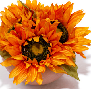 Thumbnail 2: FLORA BUNDA 9.75" Sunflower Arrangement in Brown Ceramic Pot 
