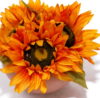 Thumbnail 2: FLORA BUNDA 9.75 in Sunflower Arrangement in Brown Ceramic Pot 