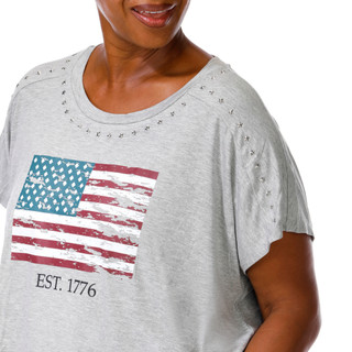 Thumbnail 4: Rio & Rein Plus Short Sleeve Shoulder Star Stud Flag Tee 