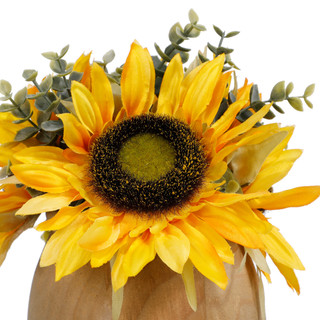 Thumbnail 3: Home For The Harvest  Sunflower & Eucalyptus Floral Arrangement in Wood Vase 