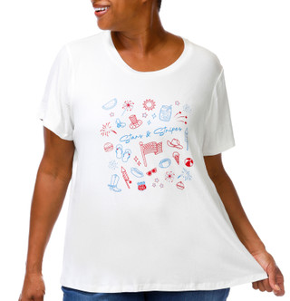 Thumbnail 1: Rio & Rein Plus Short Sleeve Stars & Stripes Icons Tee 