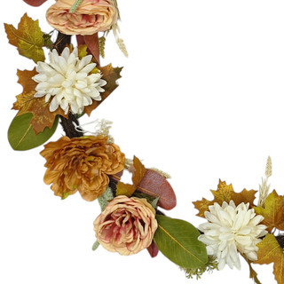 Thumbnail 2: Brighten the Season 6 ft Peony, Cabbage Rose & Ball Mum Garland 