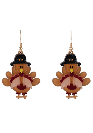 Thumbnail 1: UNCAS Vintage Thanksgiving Turkey Drop Earrings 
