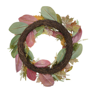 Thumbnail 3: Brighten the Season v24" Peony, Cabbage Rose & Ball Mum Spiral Vine Wreath 