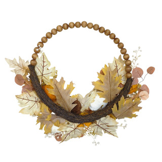 Thumbnail 2: Brighten the Season 24" Velvet Pumpkin, Berry & Maple Half Beaded Wreath 
