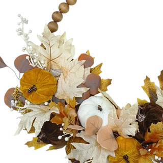 Thumbnail 3: Brighten the Season 24" Velvet Pumpkin, Berry & Maple Half Beaded Wreath 