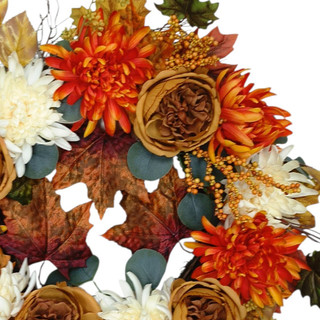 Thumbnail 2: IJK LIMITED-IMPORT 24" Dahlia, Peony & Chrysanthemum Harvest Wreath 