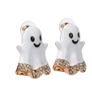 Thumbnail 2: UNCAS Halloween White Ghost Stud Earrings 