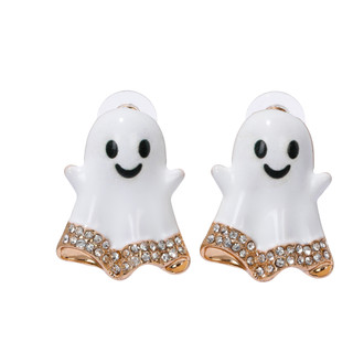 Thumbnail 1: UNCAS Halloween White Ghost Stud Earrings 