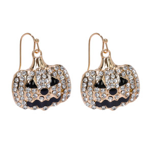 Thumbnail 1: UNCAS Halloween Crystal Pumpkin Drop Earrings 
