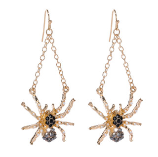 Thumbnail 1: UNCAS Halloween Gold Spider Drop Earrings 