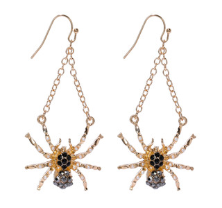 Thumbnail 3: UNCAS Halloween Gold Spider Drop Earrings 