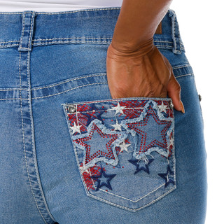 Thumbnail 2: COPPERFLASH Plus 21' Star Patch Ultra Stretch Capri Jeans 