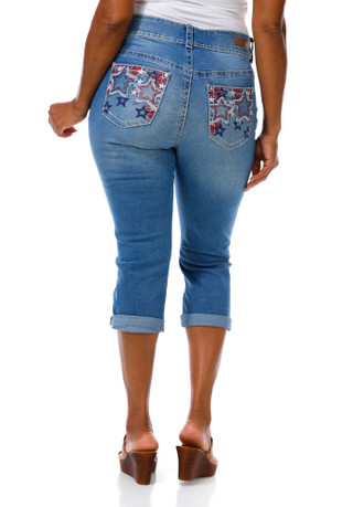 Thumbnail 4: COPPERFLASH Plus 21' Star Patch Ultra Stretch Capri Jeans 