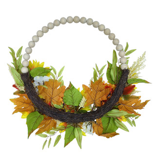 Thumbnail 3: Brighten the Season 24" Sunflower & Hydrangea Half Beaded Wreath 