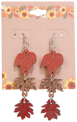 Thumbnail 1: UNCAS Harvest 3 Leaf Linear Drop Earrings 