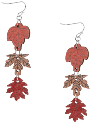 Thumbnail 2: UNCAS Harvest 3 Leaf Linear Drop Earrings 