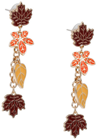 Thumbnail 2: UNCAS Harvest Fall Leaf Drop Earrings 