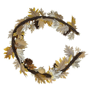 Thumbnail 2: Brighten the Season 6 ft White Pumpkin, Pumpkin & Pinecone Harvest Garland 