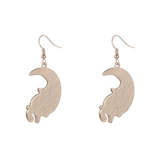 Thumbnail 2: UNCAS Halloween Cat In Moon Drop Earrings 