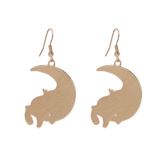 Thumbnail 2: UNCAS Halloween Cat In Moon Drop Earrings 