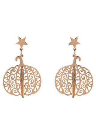 Thumbnail 1: UNCAS Gold Filagree Pumpkin Drop Earrings 