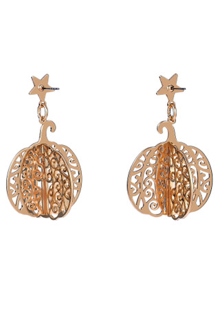 Thumbnail 2: UNCAS Gold Filagree Pumpkin Drop Earrings 