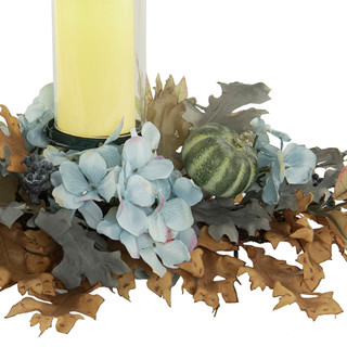 Thumbnail 2: CAFFCO INTERNATIONAL 28" Coastal Hydrangea & Pumpkin Harvest Centerpiece 