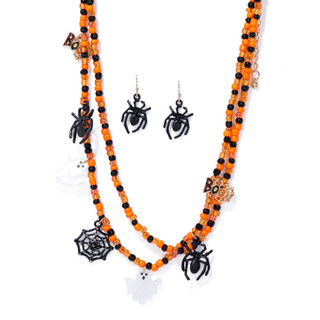 Thumbnail 1: UNCAS Halloween Beaded Charm Necklace and Earring Set 