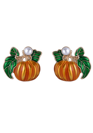 Thumbnail 1: UNCAS Harvest Vintage Pumpkin Pearl Stud Earrings 