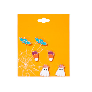 Thumbnail 1: UNCAS Halloween 3P Ghost Candy Bat Earrings Set 