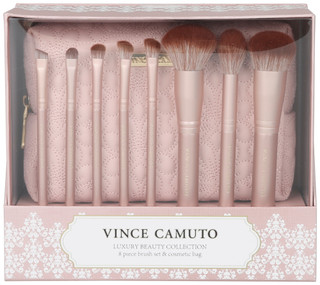 Thumbnail 1: Vince Camuto 8 Pc Makeup Brush & Cosmetic Bag Set 