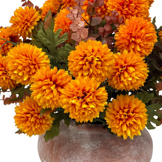 Thumbnail 2: Brighten the Season 15.5" Pom Pom Mum & Eucalyptus Arrangement in Decorative Pot 