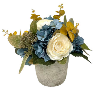 Thumbnail 1: Brighten the Season 11" Hydrangea & Ranunculus Floral Arrangement in Pot 
