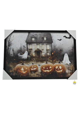 Thumbnail 4: Magical Season 18" x 24" LED Framed Haunted House Wall Art 