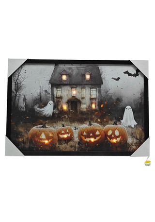 Thumbnail 1: Magical Season 18" x 24" LED Framed Haunted House Wall Art 