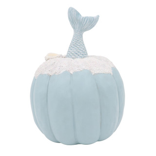 Thumbnail 2: Autumn Gatherings 8" Resin Mermaid Tail Pumpkin Tabletop Decor 