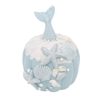 Thumbnail 1: Autumn Gatherings 8" Resin Mermaid Tail Pumpkin Tabletop Decor 