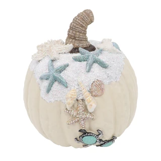 Thumbnail 1: Autumn Gatherings 8" Resin Coastal Shell Pumpkin Tabletop Decor 