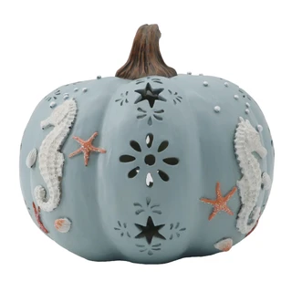 Thumbnail 2: Autumn Gatherings 8" LED Resin Blue Seahorse Pumpkin 