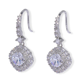 Thumbnail 1: Lumira Lite Silver Plated CZ Round Drop Earrings 