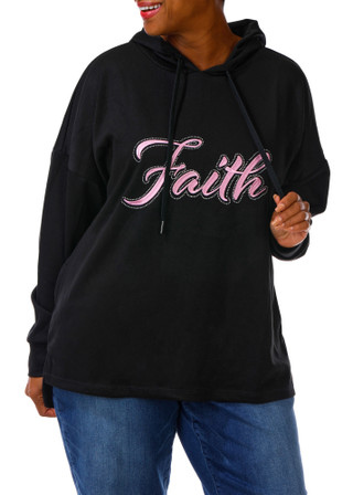 Thumbnail 1: Good Days Only Women's Plus Rhinestone Embroidered Faith Hoodie 