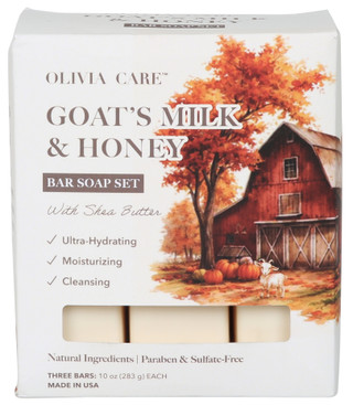 Thumbnail 1: Olivia Care 3 Pk Goat's Milk & Honey Bar Soap Set with Shea Butter 