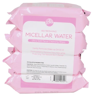 Thumbnail 2: Glo Beauty 4 Pk Ultra-Soft Micellar Water Facial Cleansing Wipes 