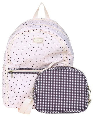 Thumbnail 1: Madden Girl Nylon Dome Heart Print Backpack w/ Lunch Box 